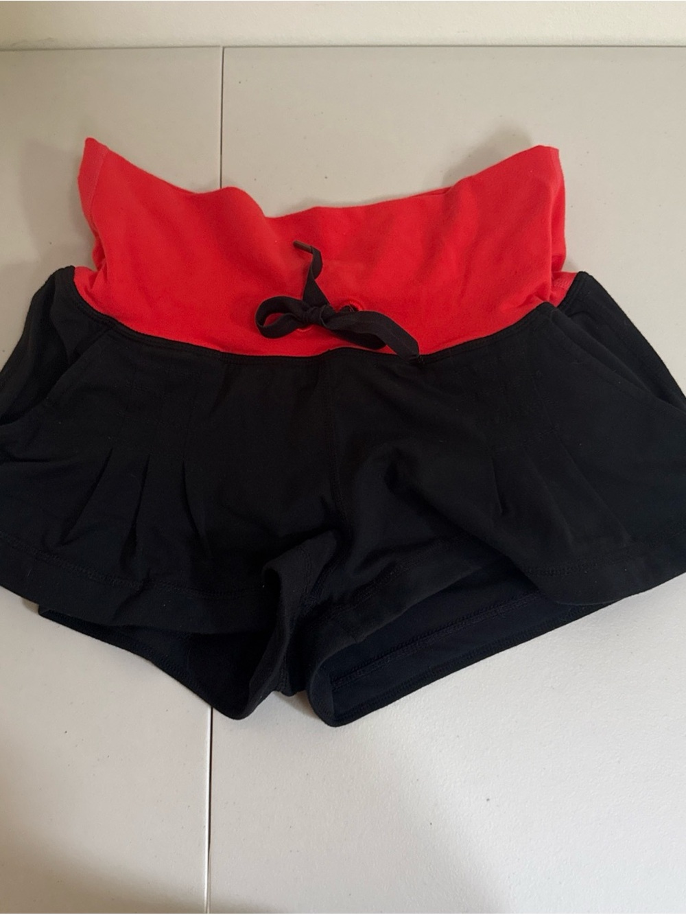 Lululemon Black Shorts with Red Foldover Waistband